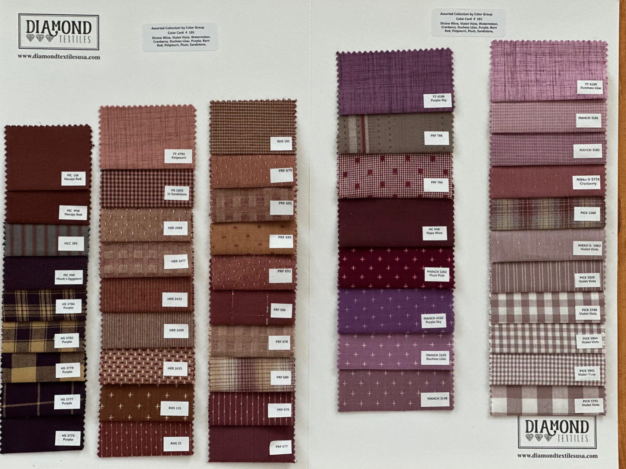Color Cards - Diamond Textiles USA